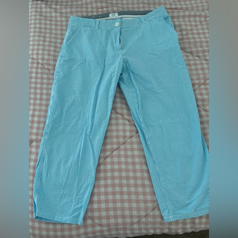 crown & ivy Striped Ankle Pants in Light Blue and Black/White - Picture 3 of 6